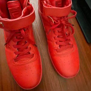 Female red fila high tops